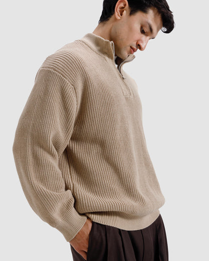 Knitted Quarter-Zip Sweater