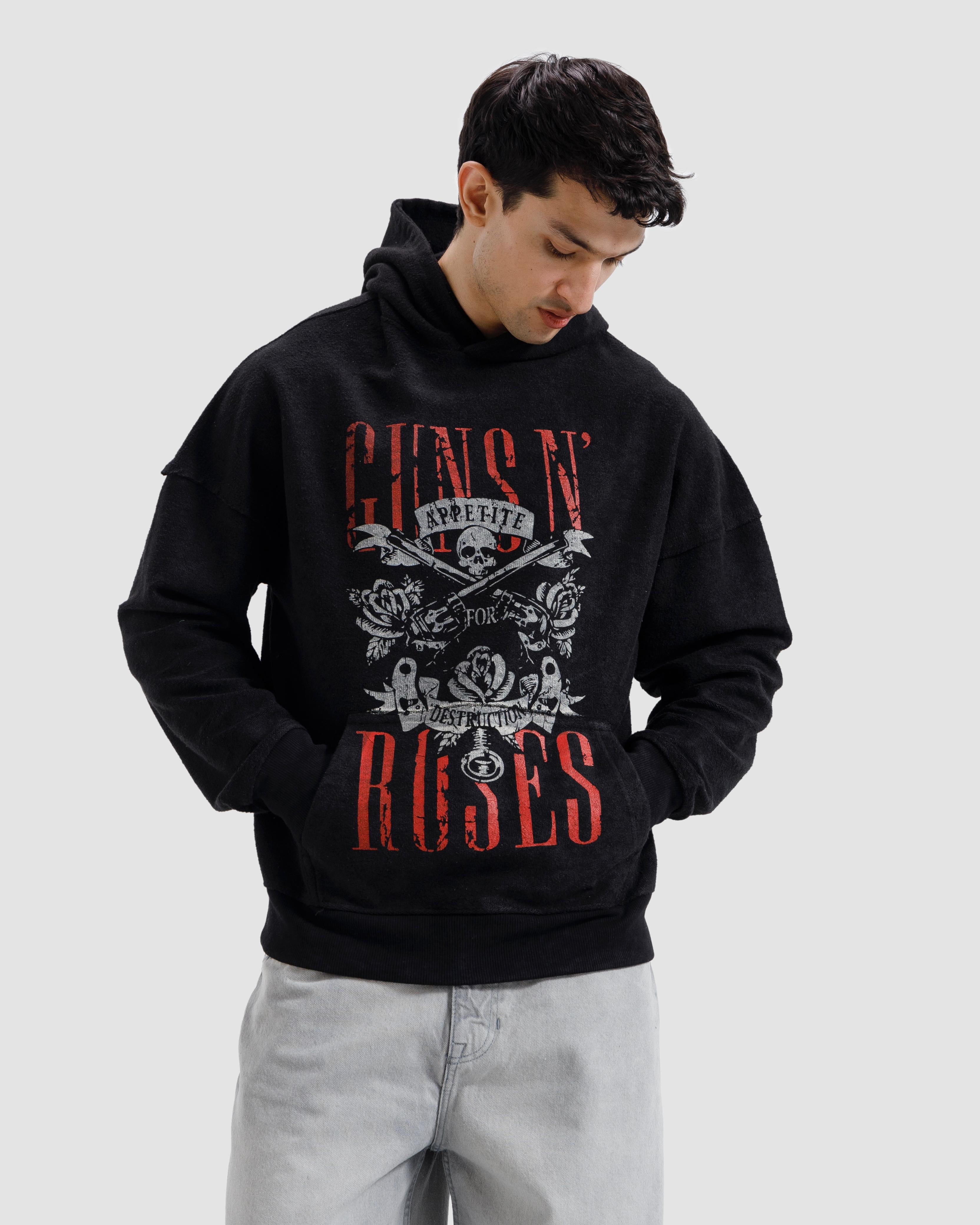 Washed Reverse Detail Guns & Roses Hoodie
