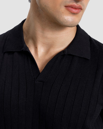 Vertical Textured Knit Polo
