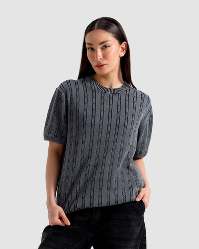 Washed Cable Knit Tshirt