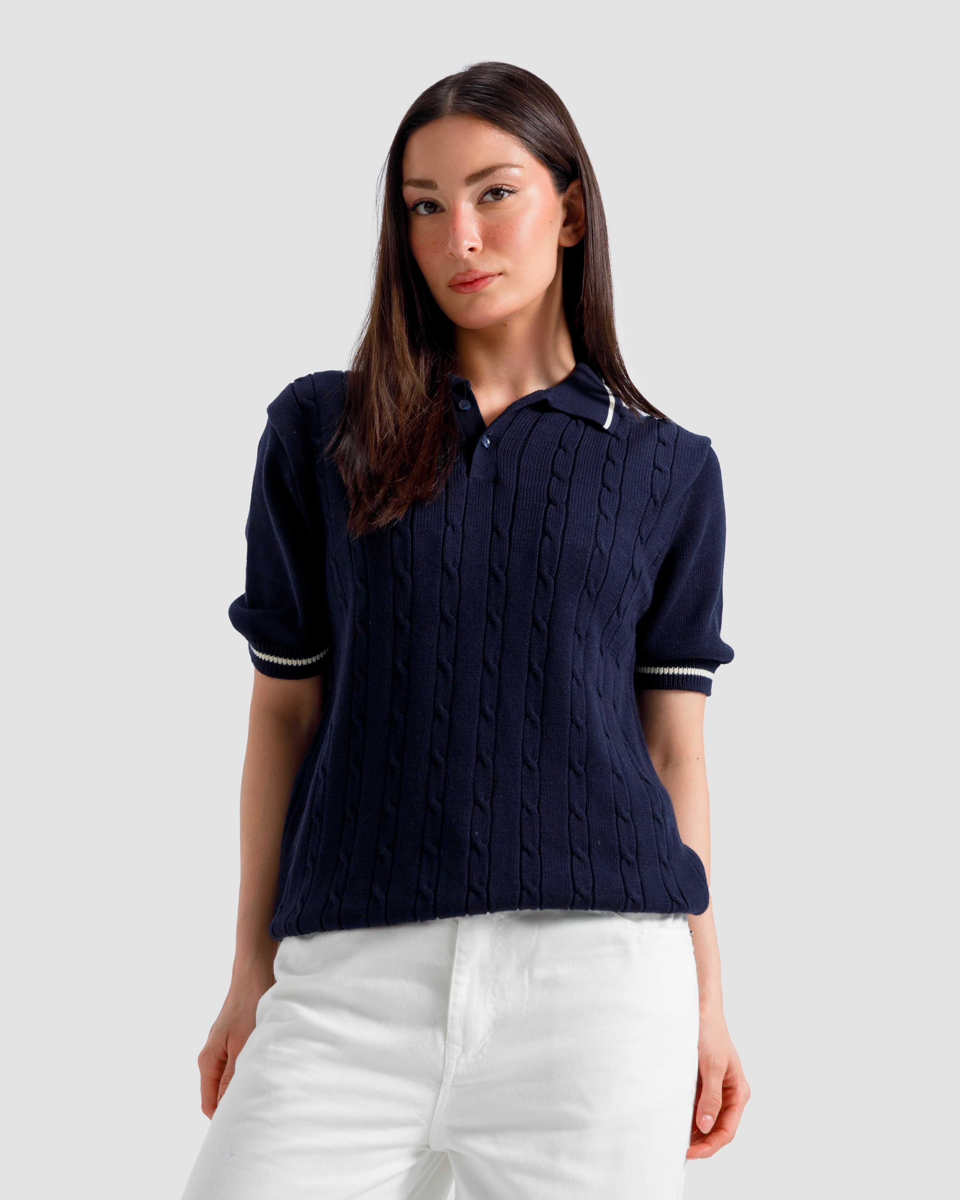 Cable Knit Polo