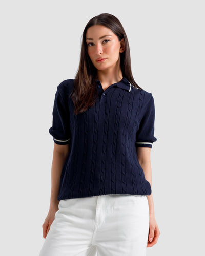 Cable Knit Polo