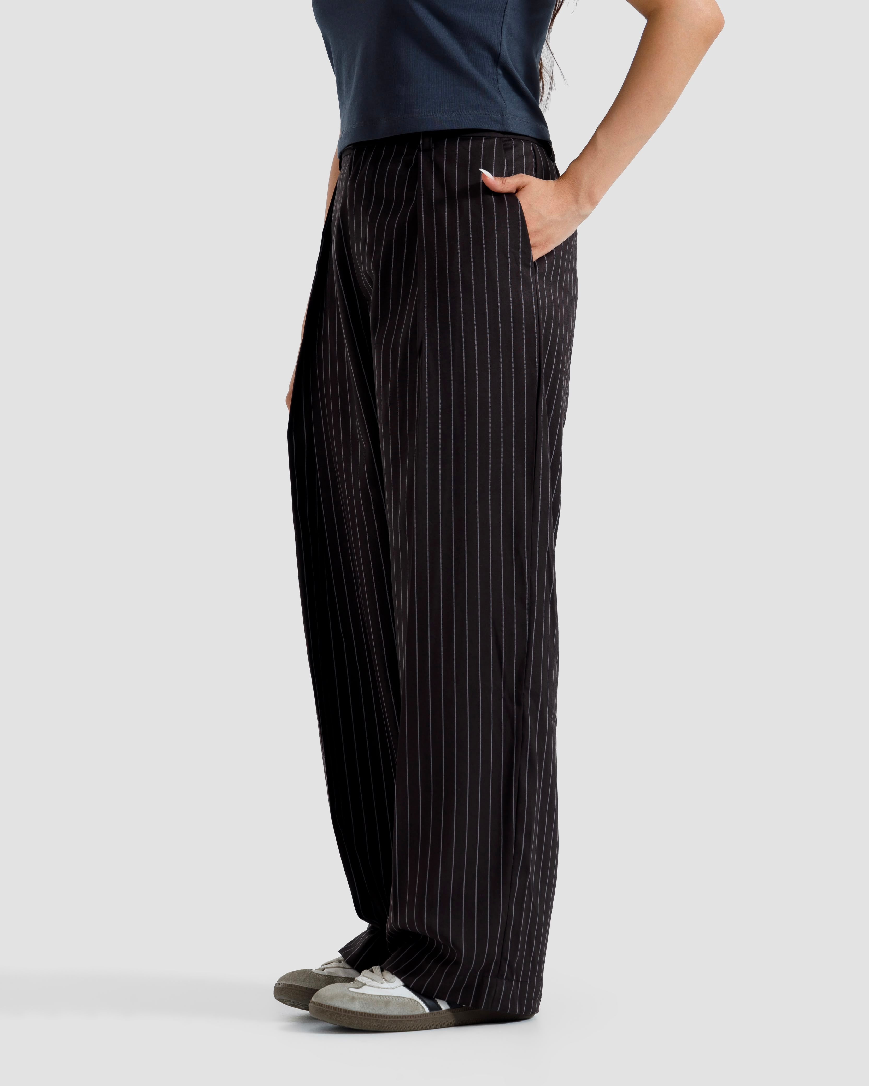 Tailored Pinstriped Pleated Pants