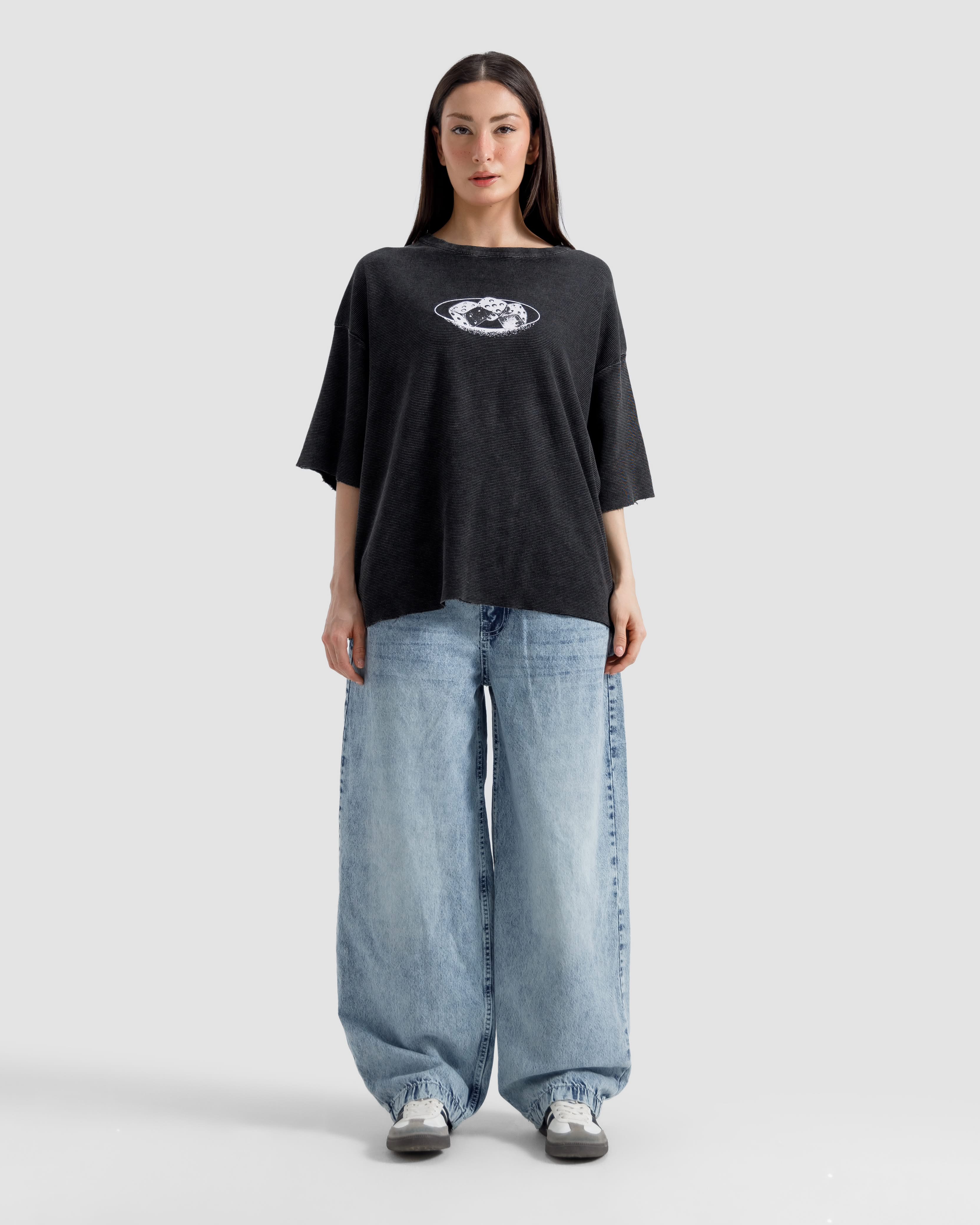 Washed Print Knit Tshirt