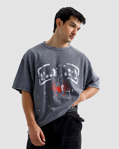 Washed Print Knit Tshirt