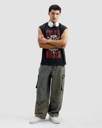 Washed Gun & Roses Sleeveless Tshirt