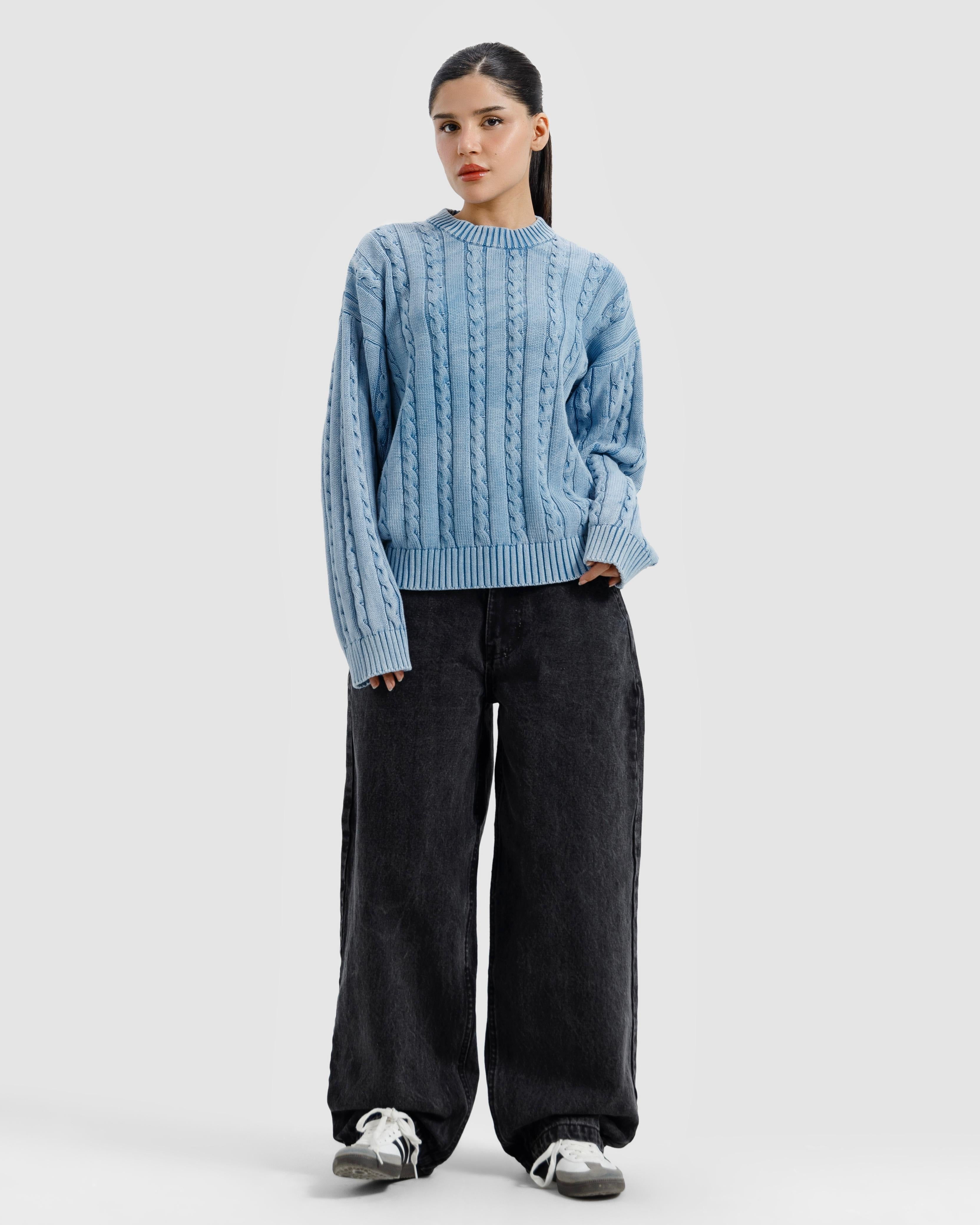 Washed Cable Knit Sweater