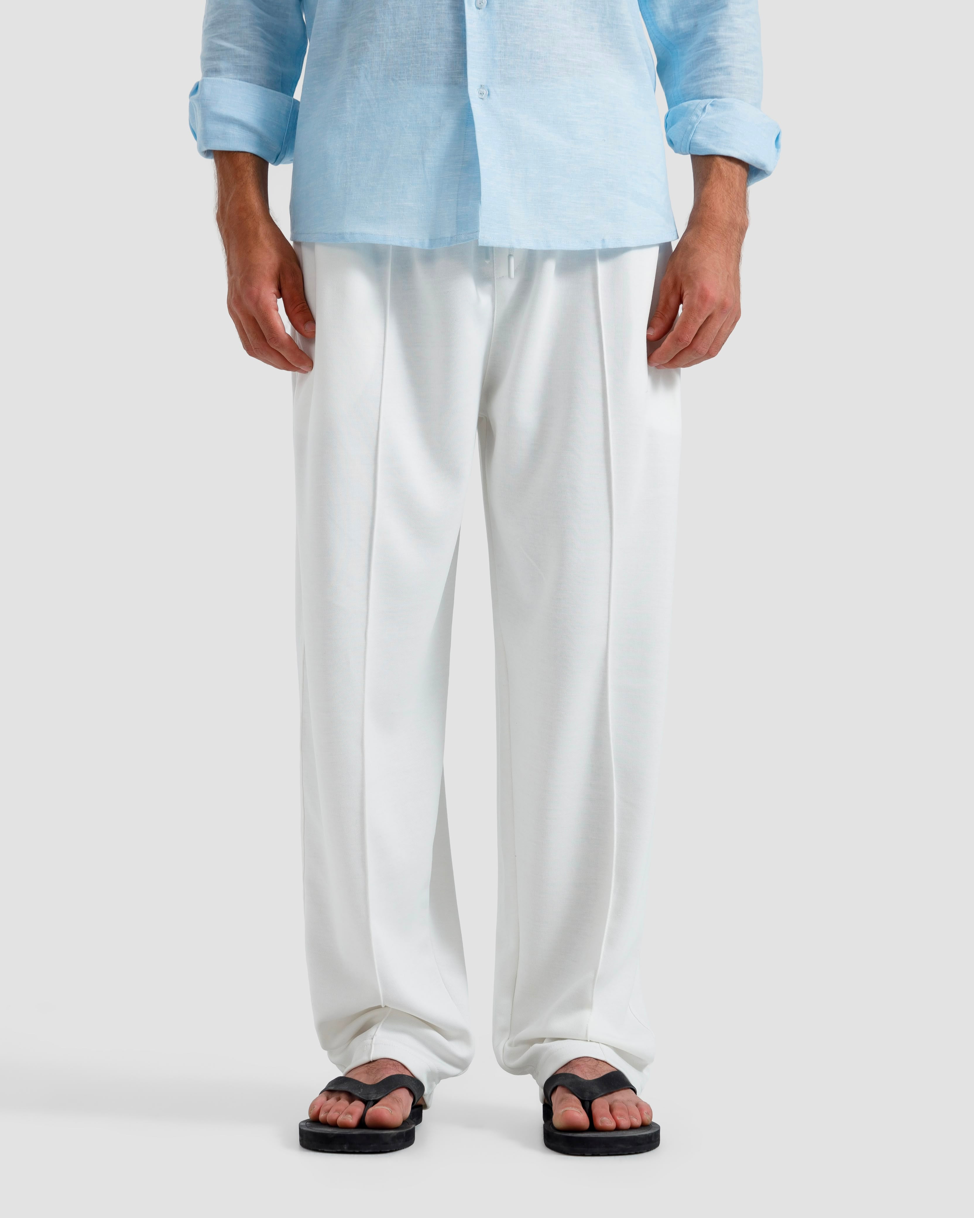 Straight Fit Interlock Pleated Trousers