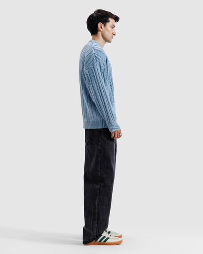 Washed Cable Knit Sweater