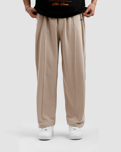 Taupe Pleated Essential Trousers