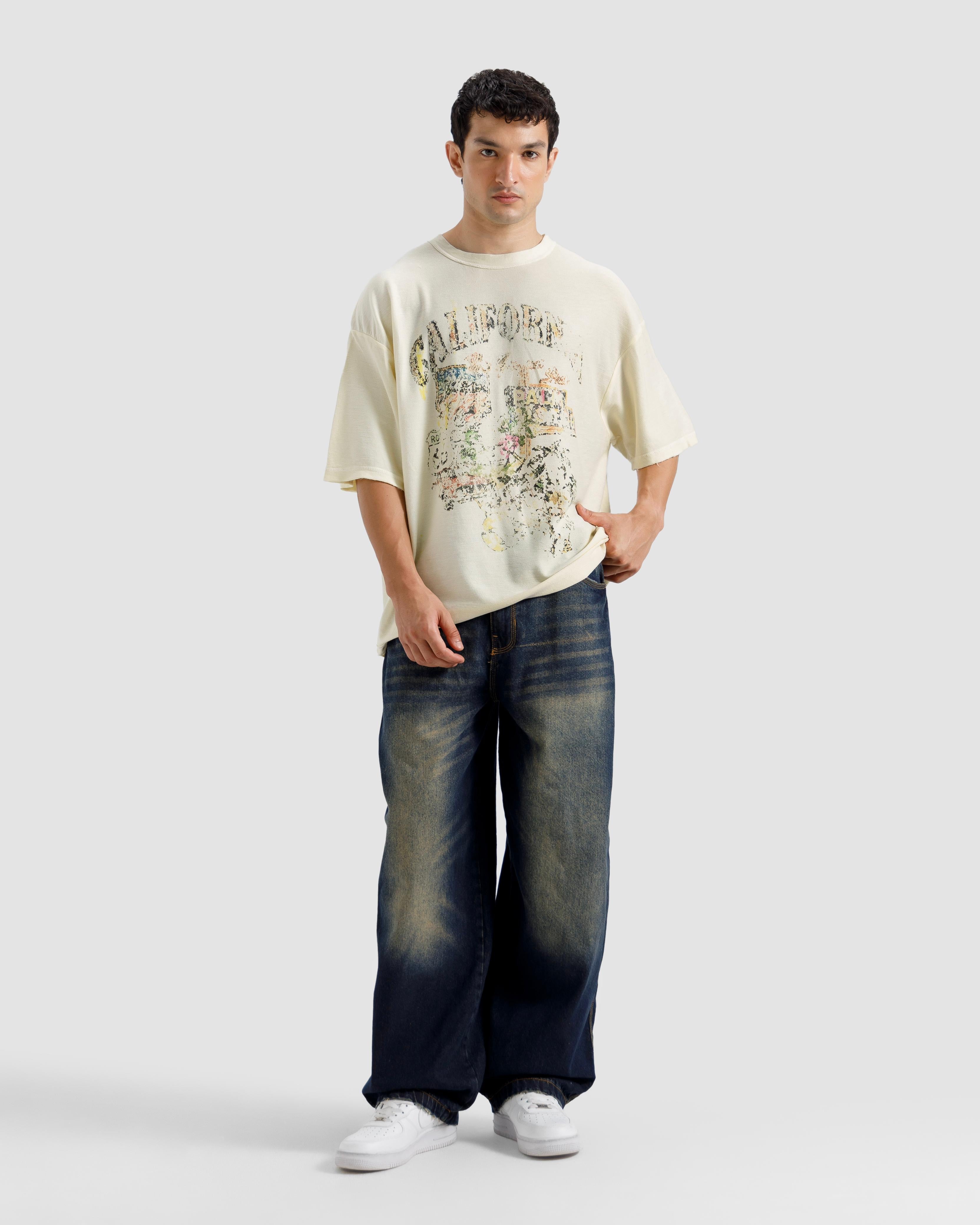 Washed Print Knit Tshirt