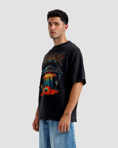 Washed Print Knit Tshirt