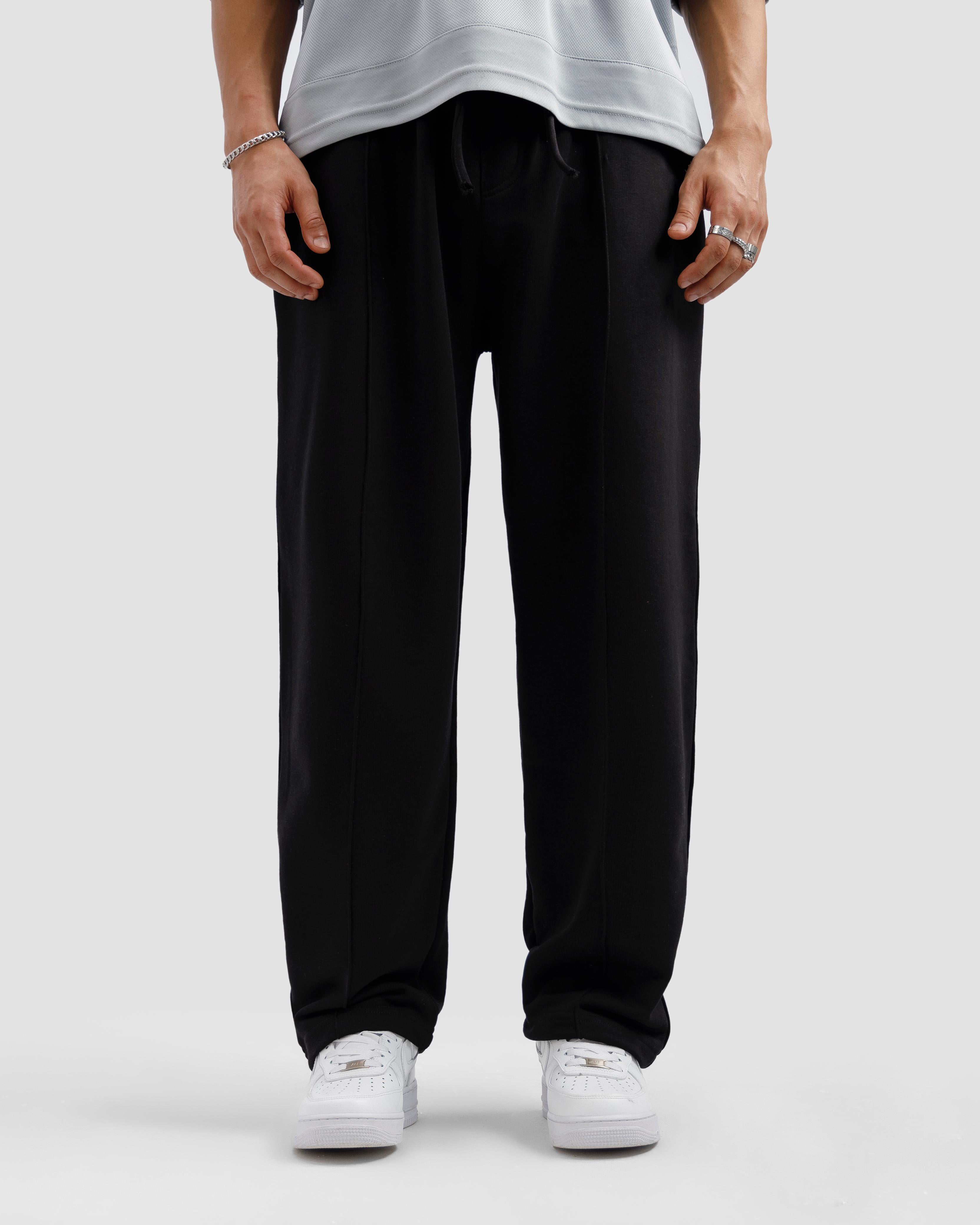 Black Pleated Essential Trousers