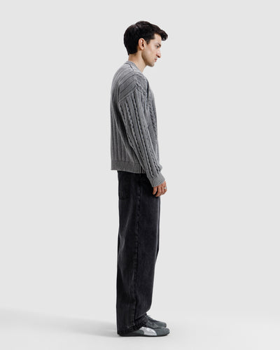 Washed Cable Knit Sweater