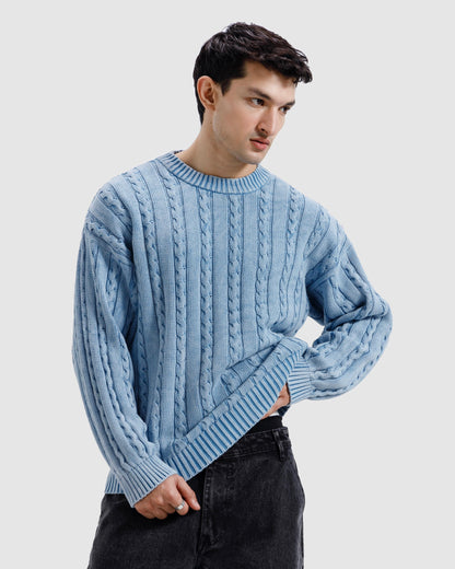 Washed Cable Knit Sweater