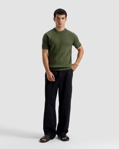 Vertical Textured Knit Basic Essential