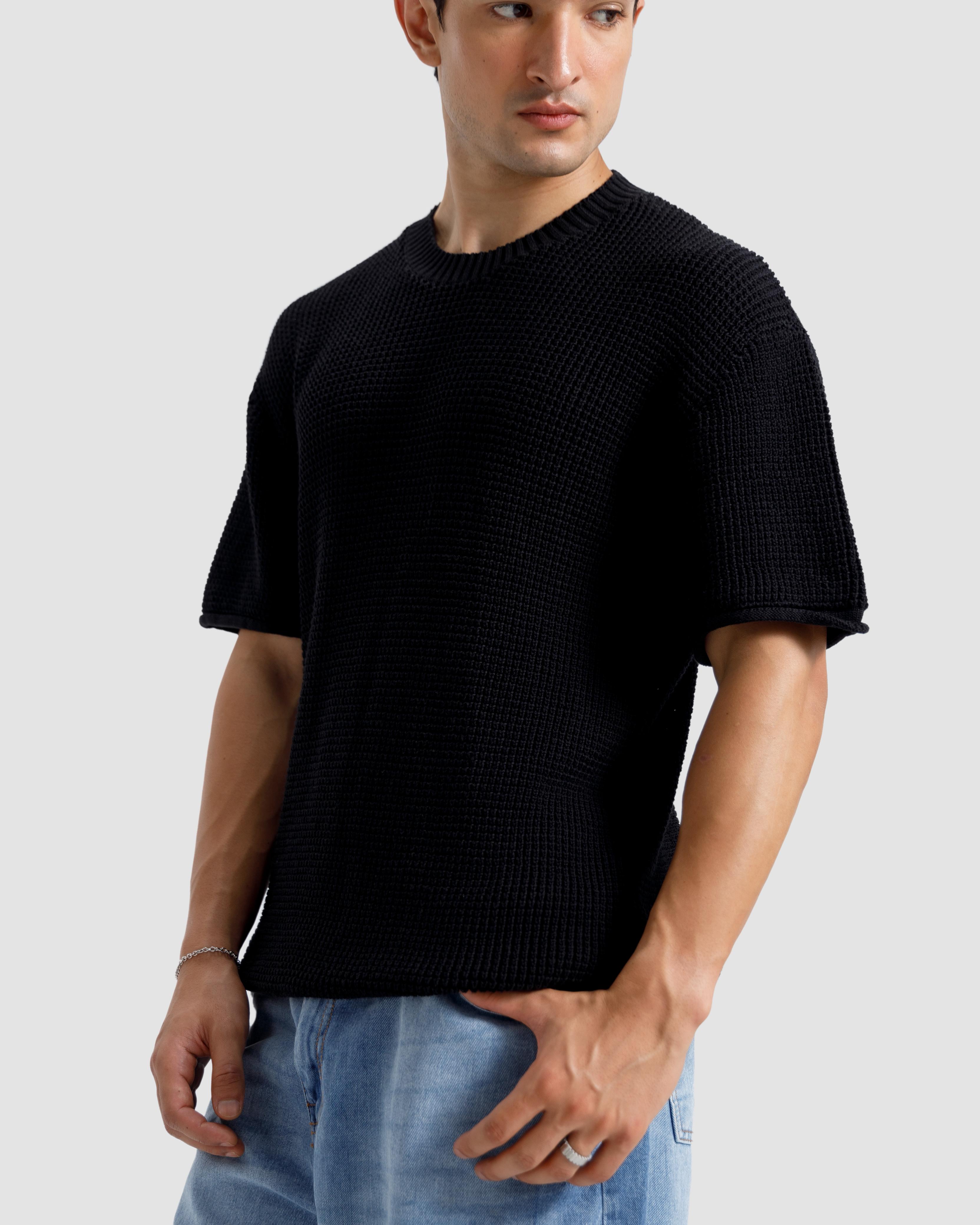 Relaxed Fit Textured Knit Tshirt