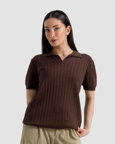 Vertical Textured Knit Polo