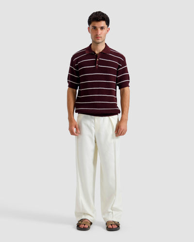 Striped Textured Knit Polo