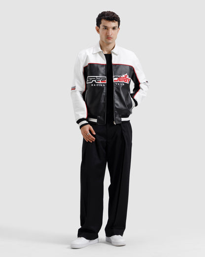 Faux Leather Racer Jacket