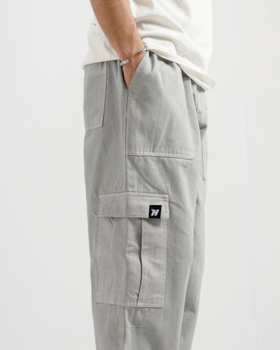 Washed Ash Grey Cargo Pants