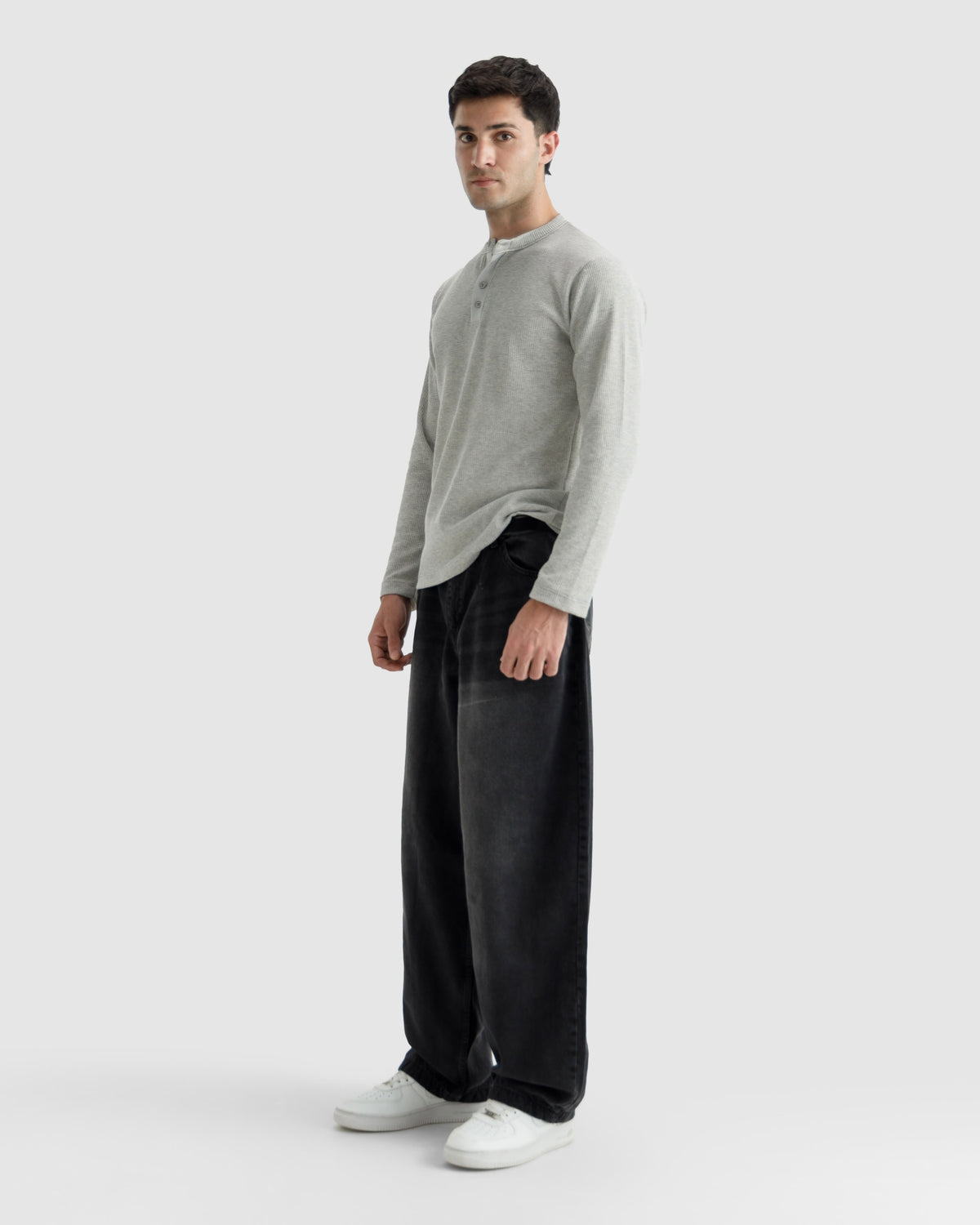 Waffle-Knit Henley Tshirt