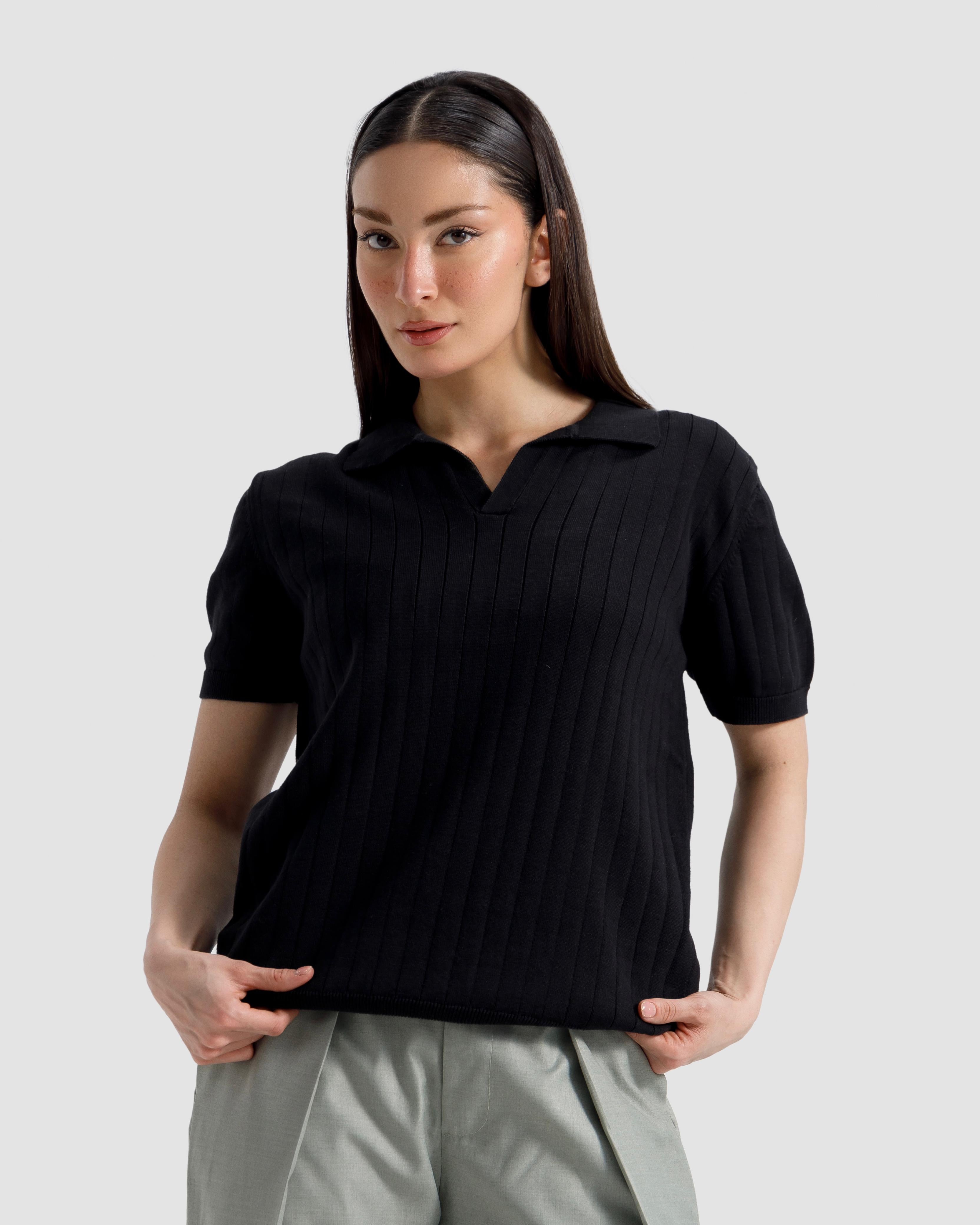 Vertical Textured Knit Polo