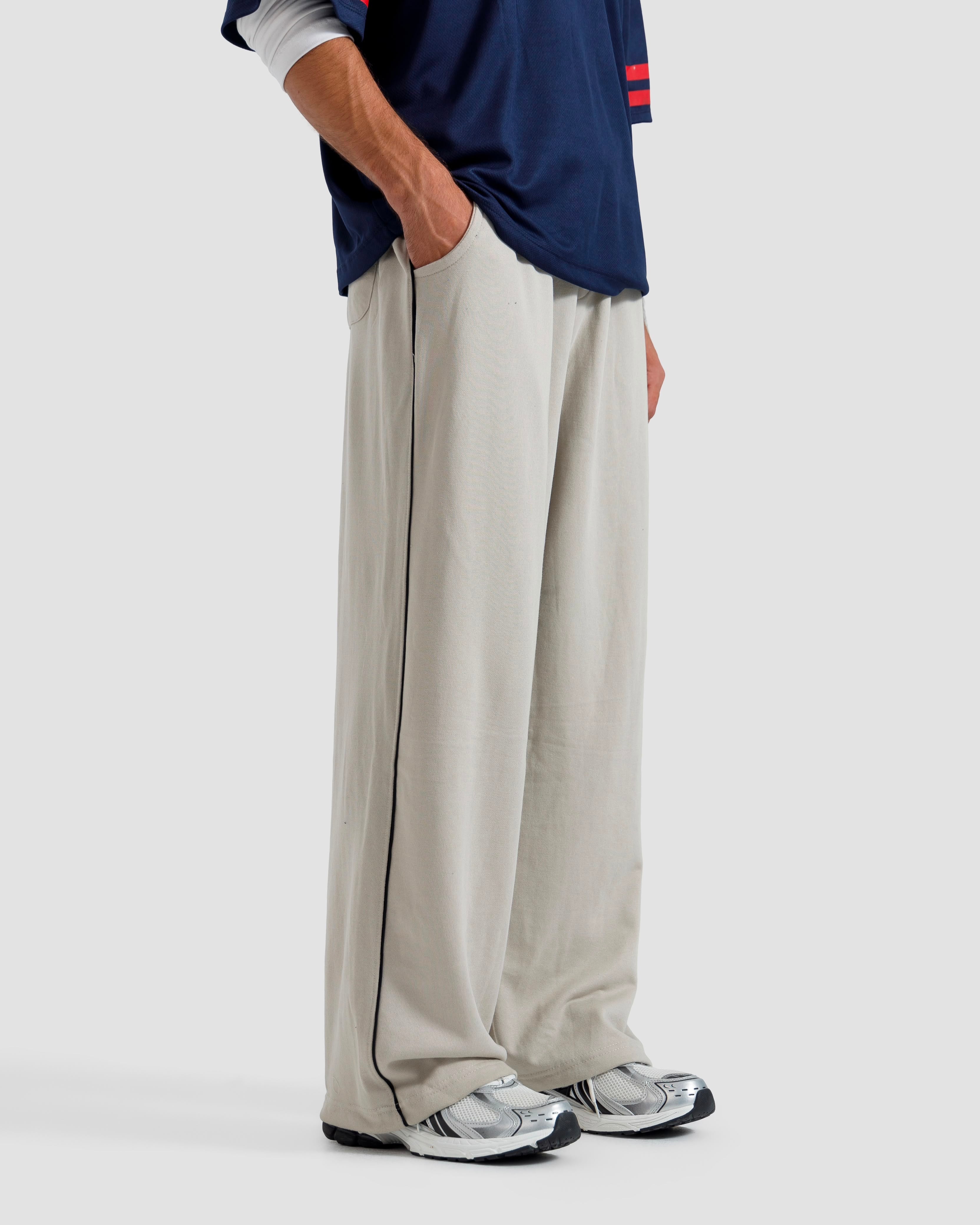 Baggy Fit Trousers With Piping Detail