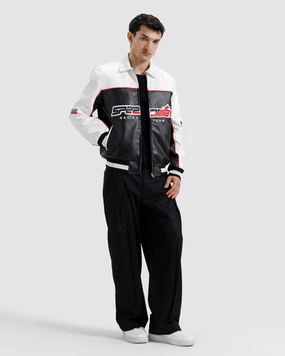 Faux Leather Racer Jacket