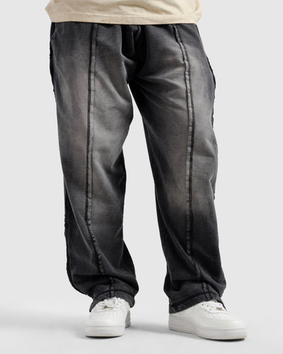 Pleated & Raw Detail Washed Trousers