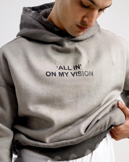 Washed All In On My Vision Distressed Hoodie