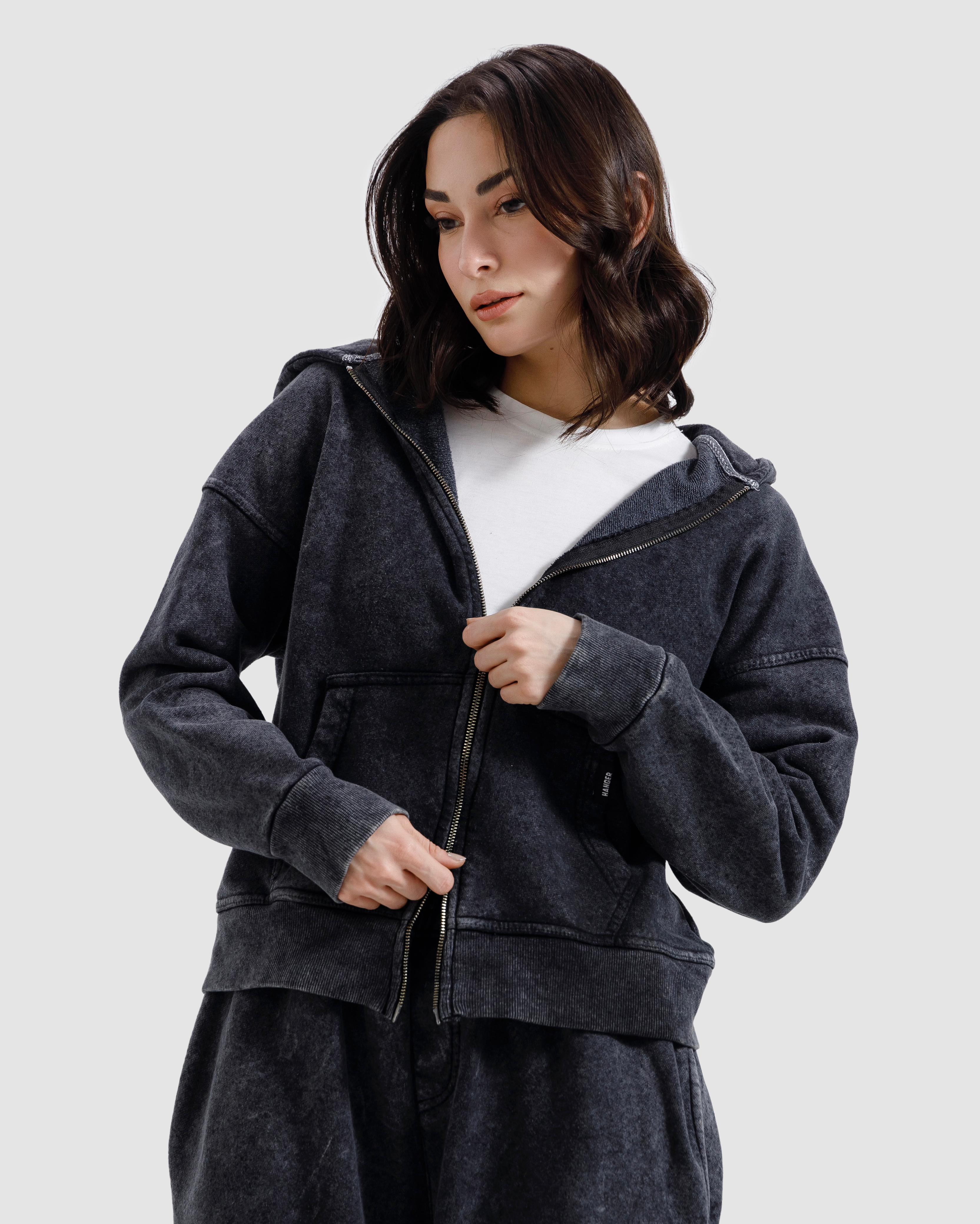 Washed Zipper Hoodie