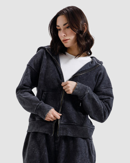 Washed Zipper Hoodie