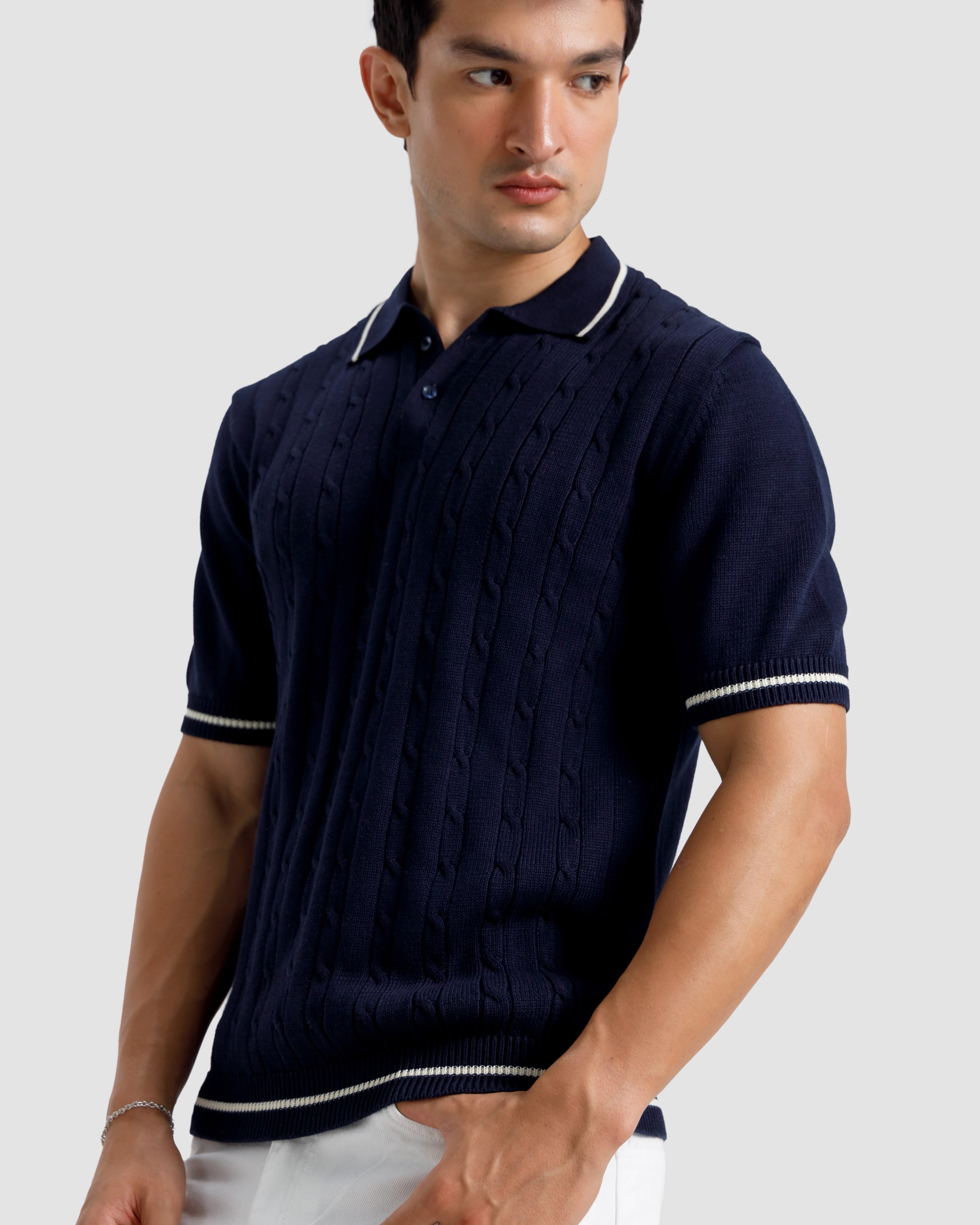 Cable Knit Polo