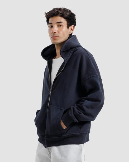 Washed Zipper Hoodie