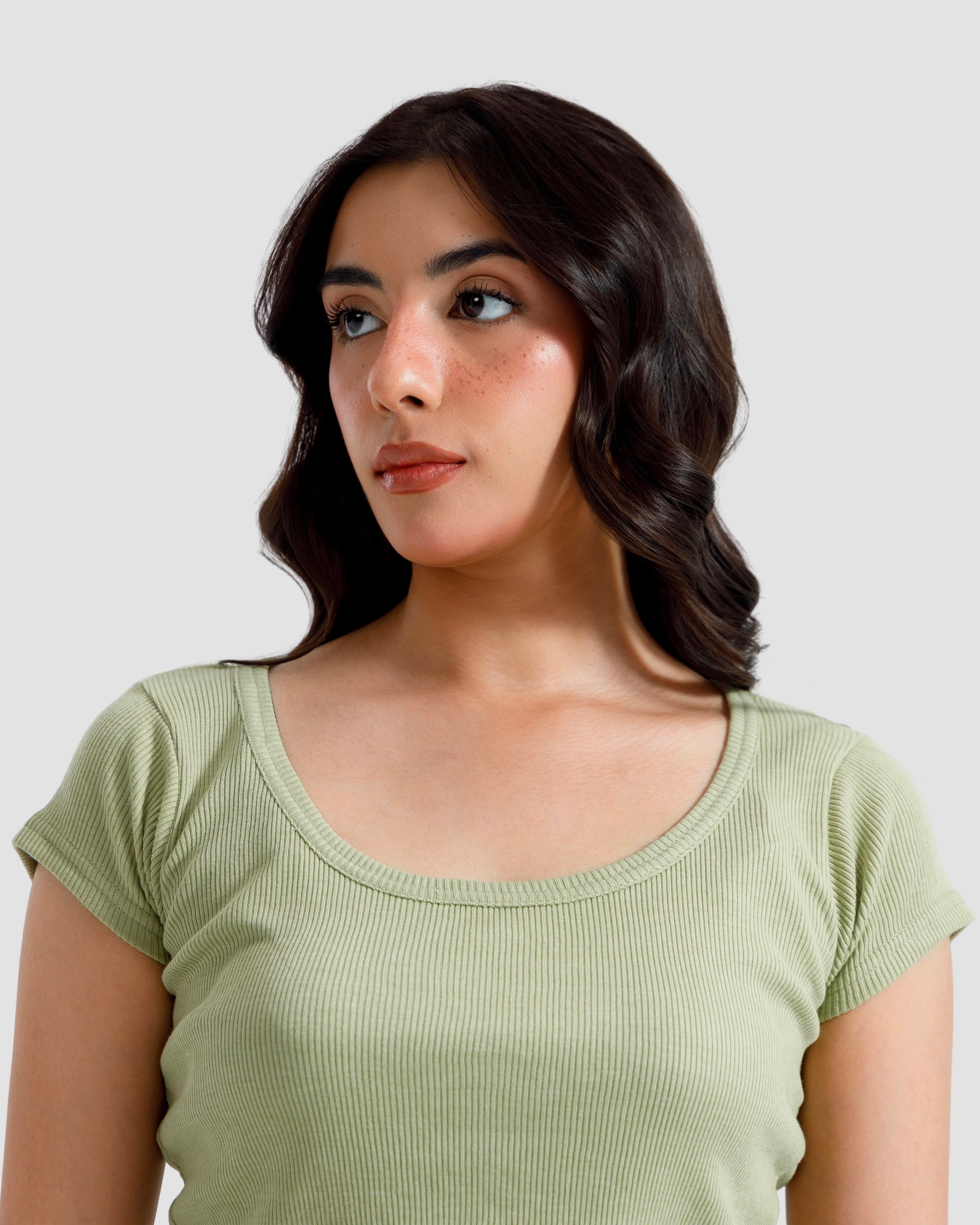 Scoop Neck Rib Tshirt