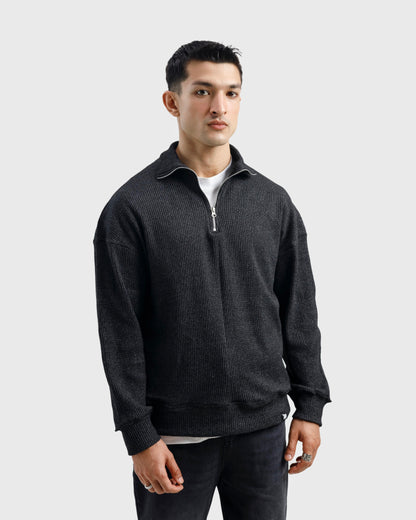 Mock Neck Quarter-Zip Sweater