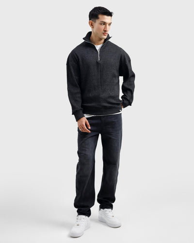 Mock Neck Quarter-Zip Sweater