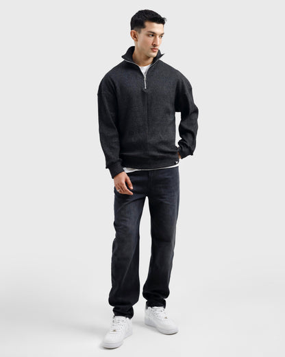 Mock Neck Quarter-Zip Sweater