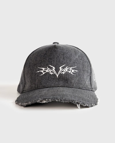 Distressed Denim Snapback Cap