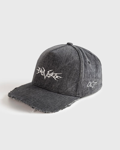 Distressed Denim Snapback Cap