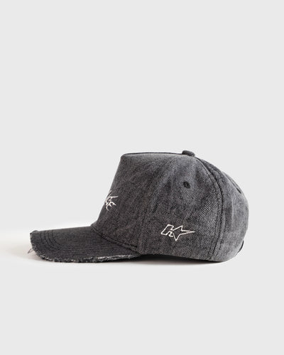 Distressed Denim Snapback Cap
