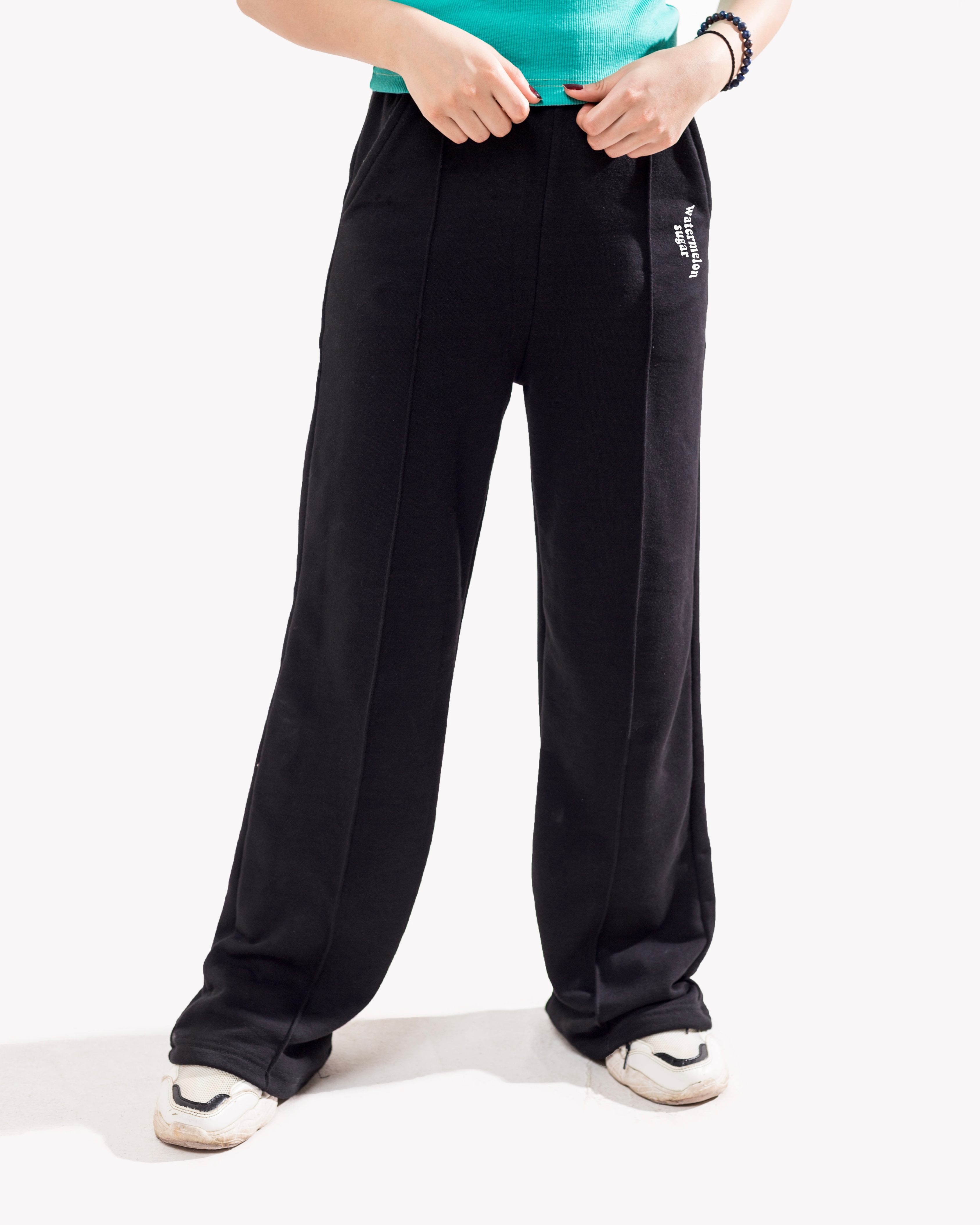 Black Pleated Wide Leg Trousers