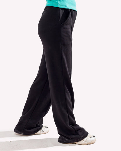 Black Pleated Wide Leg Trousers